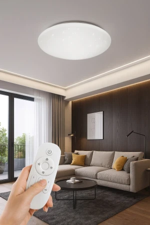 Lampa sufitowa CCT LED na pilota z ściemniaczem i efektem starlight KATO R67609100 - RL