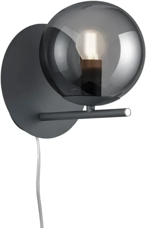 Kinkiet nowoczesny metal antracyt szkło dymione PURE 202000142 - Trio