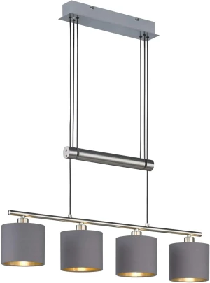 Lampa wisząca regulowana do jadalni nad stół klosze szary+złoty GARDA 305400441 - Trio