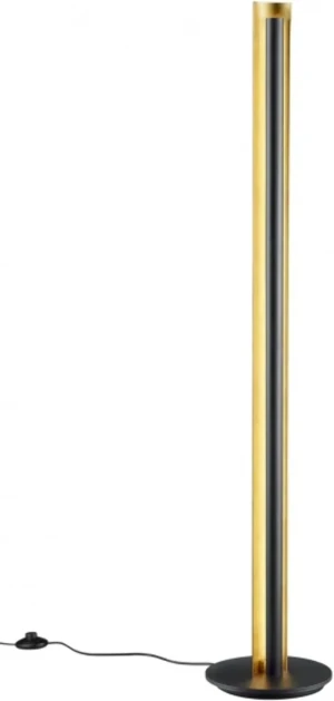 Lampa podłogowa z ściemniaczem do salonu czarno złota elegancka TEXEL 474410179 - Trio