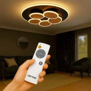 Plafon designerski czarny na pilota LED 35W CCT+DIM MANDALA 653210680 - Trio