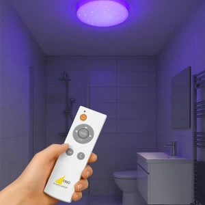 Plafon łazienkowy biały na pilota LED 12W RGBW+DIM IP44 4000K FRODENO 680213500 - Trio