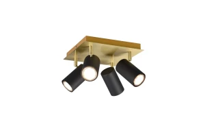 Plafon nowoczesny czarno-złoty 4 reflektory MARLEY 802430480 - Trio