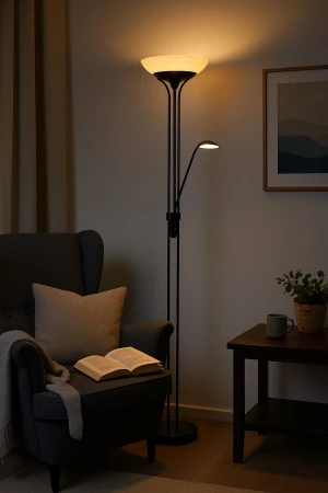 Lampa podłogowa klasyczna do salonu z lampką do czytania czarna ORSON R40073532 - RL