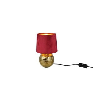 Lampa nocna złota z czerwonym welurowym abażurem SOPHIA R50821010 - RL