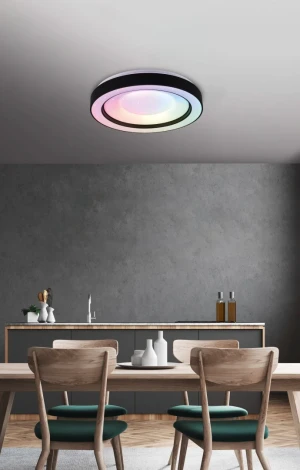 Plafon czarny na pilota z efektem tęczy + starlight + CCT + DIM + RGBW ARCO R65091032 - RL