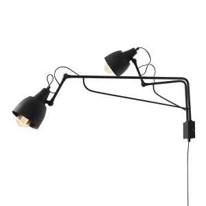 Aldex Kinkiet podwójny metalowy czarny loft 1002D1 z serii SOHO