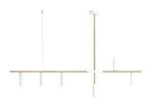 Aldex Lampa wisząca metalowa mosiężno-biała 6-punktowa 1097K40 z serii TREVO