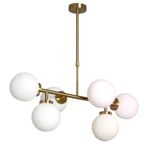Lampa Wisząca Kule Mleczne Złota Abruzzo Liguria 6xE27  ABR-LWL-6XE27 -Abruzzo