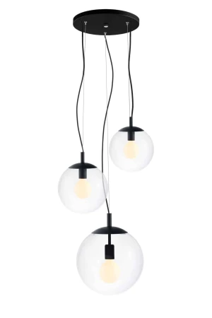 Lampa wisząca trzy transparentne kule ALUR 2 10734302 czerń - Kaspa