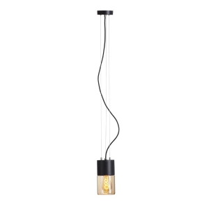 Lampa wisząca zewnętrzna czarna ze szkłem bursztynowym 21cm R14130 - Rendl