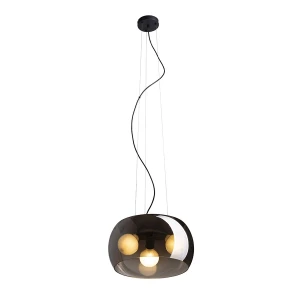 Lampa wisząca szklana przydymiona czarna 3-punktowa 141cm R14136 - Rendl