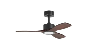 Wentylator SANTORINI XS czarny, orzech Ø97 DC 30W LED 24W CCT zmienna barwa, pilot 8421797896799 - MDC