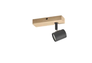 Lampa sufitowa ETNIA B1 czarny mat 1xE27, naturalne drewno sosnowe 8421797500191 - MDC