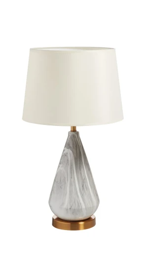 Lampa stołowa MICA mosiądz antyczny czerwony, ceramika 1xE27 abażur kremowy 8421797802745 - MDC
