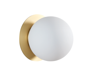 Lampa ścienna łazienkowa FLOQUET Ø160 E27 mosiądz mat IP44 szklany klosz 8421797779665 - MDC