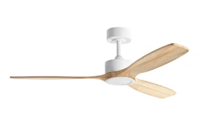 Wentylator SANTORINI XL biały, drewno naturalne Ø132 DC 35W LED 24W CCT zmienna barwa 8421797896980 - MDC