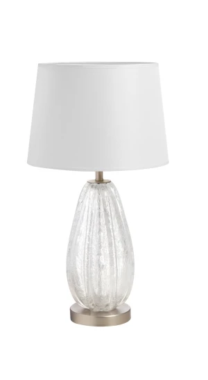 Lampa stołowa BUBLE chrom matowy, szkło 1xE27 abażur biały 8421797802530 - MDC
