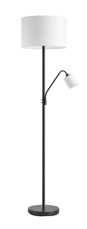 Lampa podłogowa SAM czarny E27+E14 abażur biały 8421797808990 - MDC