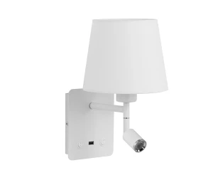 Lampa ścienna MAILAND USB biały mat 1xE27+LED 3W 3000K abażur biały 8421797771881 - MDC