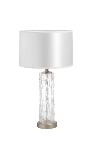 Lampa stołowa CLARA chrom matowy, szkło 1xE27 abażur biały 8421797802639 - MDC