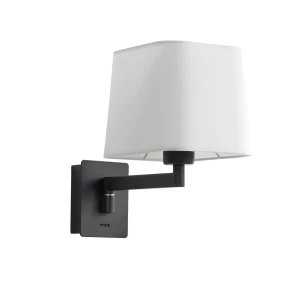 Lampa ścienna FINESS S czarny mat 1xE27 regulowana, abażur biały w komplecie, z włącznikiem 8421797758004 - MDC
