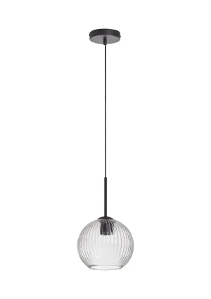 Lampa wisząca CANICA czarny, szkło transparentne Ø20 E27 8421797898793 - MDC
