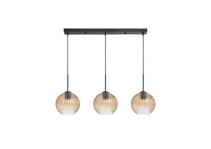 Lampa wisząca CANICA czarny, szkło bursztynowe Ø20 3xE27 8421797898885 - MDC