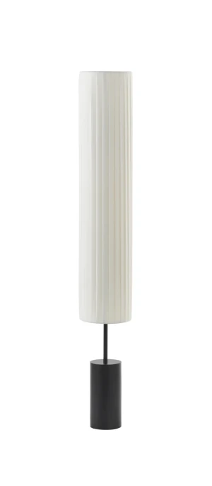 Lampa podłogowa TABATA czarna 1xE27 z kremowym plisowanym abażurem 8421797893392 - MDC