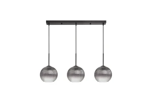 Lampa wisząca CANICA czarny, szkło dymione Ø20 3xE27 8421797898878 - MDC