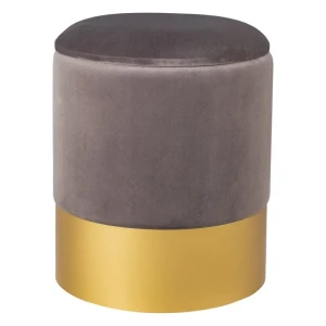Pufa welurowa VELVET L szaro-złota- Step Into Design