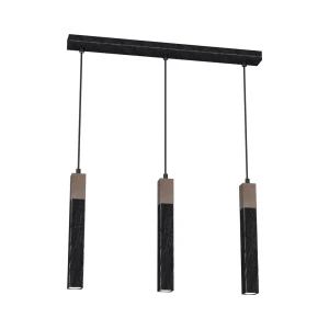 Lampa nad stół wisząca nowoczesna SOLO SAWN BLACK - PATINATED WOOD 3x mini GU10 MLP7470-Milagro