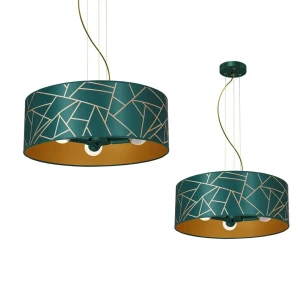 Lampa wisząca abażur ZIGGY WHITE Gold-Bottle green  3xE27 MLP7580-Milagro