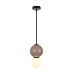 Lampa wisząca szklana kulista czarno-beżowa PND-95221-1S-BR z serii PIEVE - Lampy Italux