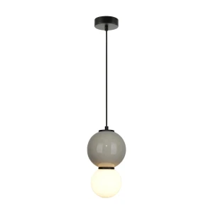 Lampa wisząca szklana kulista szaro-biała PND-95221-1S-GR z serii Pieve - Lampy Italux