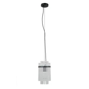 Lampa wisząca czarna metalowa ze szklanymi prętami PND-40929-1A-BK z serii Bonte - Lampy Italux