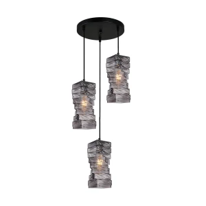 Lampa wisząca 3-punktowa czarna ze szklanymi kloszami PND-3219-3A-BK-SG z serii Altera - Lampy Italux