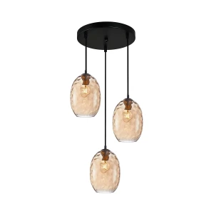 Lampa wisząca szklana bursztynowa 3-punktowa PND-3031-3A-BRO-AMB z serii Novala - Lampy Italux