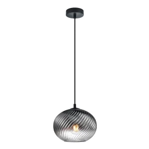 Lampa wisząca czarna szklana prążkowana PND-3665-1-BK-SG z serii Alias - Lampy Italux