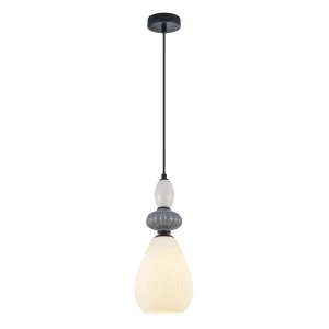 Lampa wisząca szklana czarno-szara 17cm PND-36787-1B-BK-WH z serii Altra - Lampy Italux