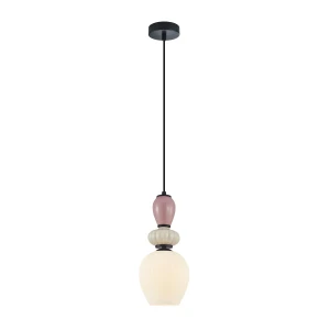 Lampa wisząca szklana różowo-biała PND-36787-1C-BK-WH z serii Altra - Lampy Italux