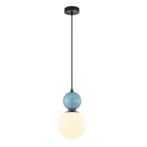 Lampa wisząca metalowa czarno-niebieska szklana PND-36603-1M-BK-BLU z serii Mastal - Lampy Italux