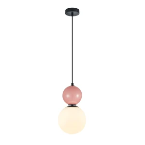 Lampa wisząca szklana kulista różowo-biała PND-36603-1M-BK-PK z serii Mastal - Lampy Italux