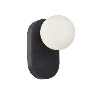 Kinkiet metalowy czarny z kulistym kloszem WL-2931-1-BK-WH z serii Morti - Lampy Italux