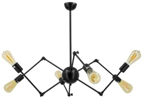 Lampa wisząca metalowa czarna 6-punktowa 6767/6 BLACK - Lampy Elem