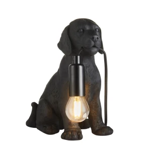 Lampa stołowa czarna w kształcie psa 107365 z serii Labrador Puppy - Endon Lighting