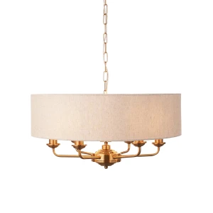 Lampa wisząca mosiężna z abażurem 6-punktowa 110722 z serii Highclere - Endon Lighting