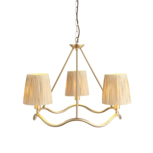 Lampa wisząca mosiężna 3-punktowa z rafią 114213 z serii Wriggle - Endon Lighting
