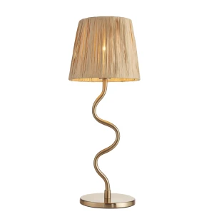 Lampa stołowa mosiężna z kloszem z rafii 114225 z serii Wriggle - Endon Lighting