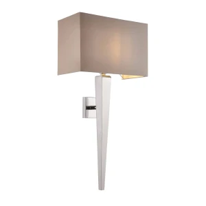 Kinkiet ścienny srebrny metalowy z szarym abażurem MORETO-1WBCH z serii MORETO - Endon Lighting